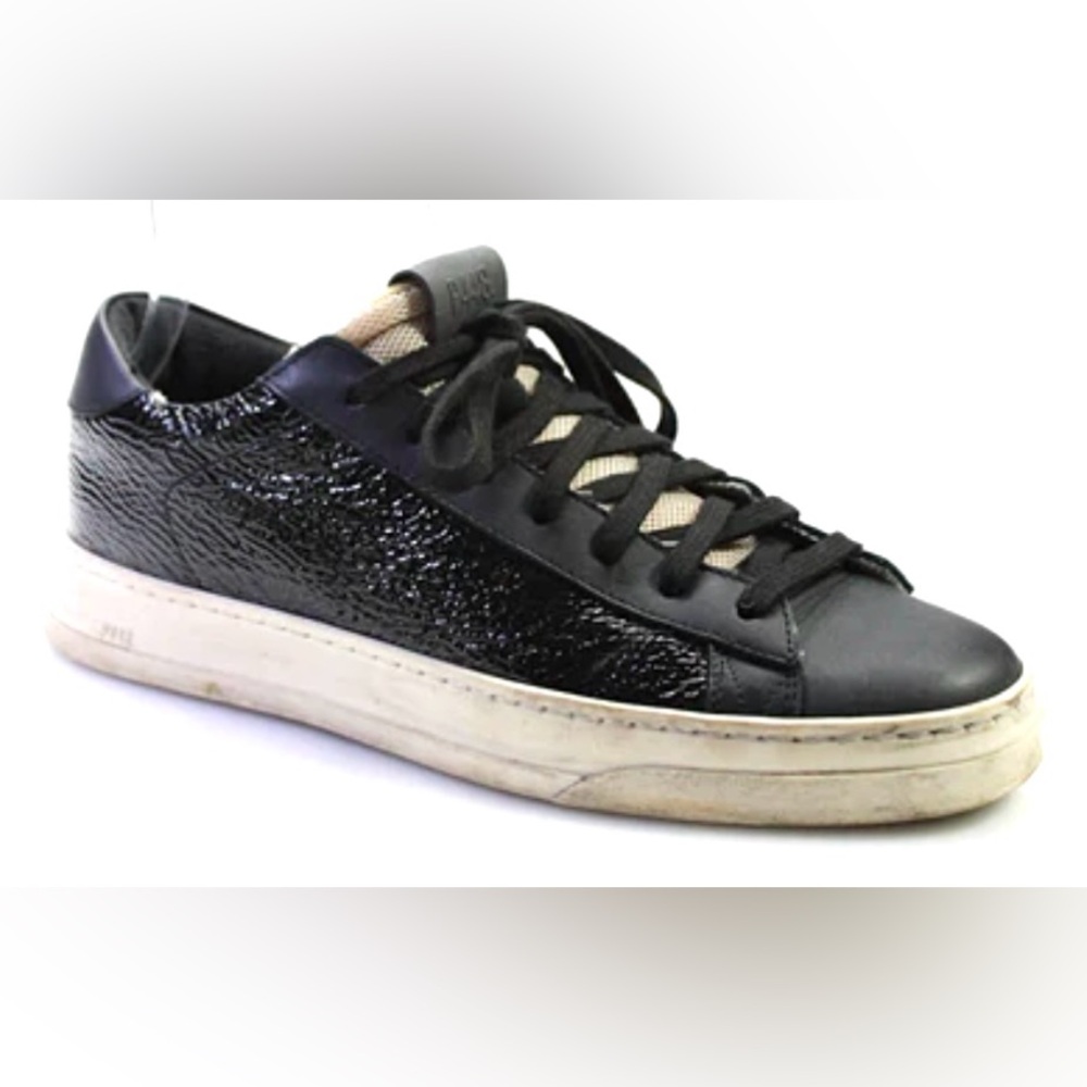P448 Ladies You Can Surf Later Black Leather Sneakers Size EUR 38 US 8 NWOB